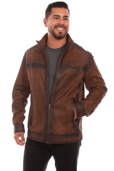 Scully Mens Brown Leather Burnished Jacket