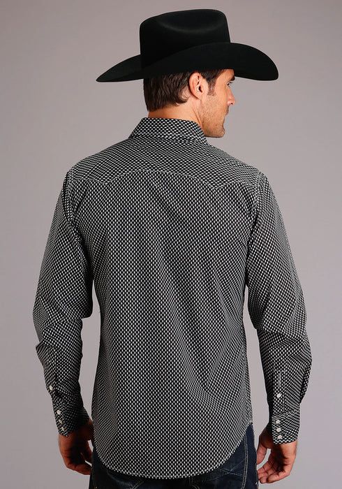 Stetson Mens Black 100% Cotton Diamond Geo L/S Shirt