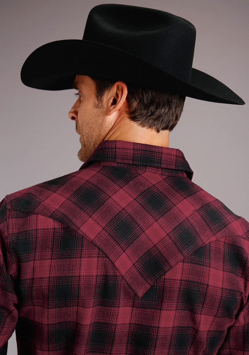 Stetson Mens Black/Red 100% Cotton Check Mate L/S Shirt