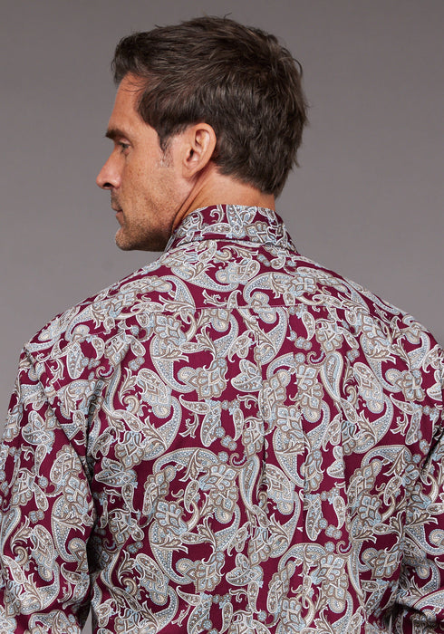 Stetson Mens 2035 Country Paisley Wine 100% Cotton 1 Pkt L/S Shirt