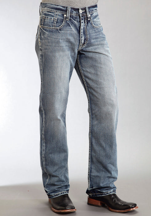 Mens Stetson Blue Cotton Blend Wrong Side Denim Straight Modern Fit Jeans