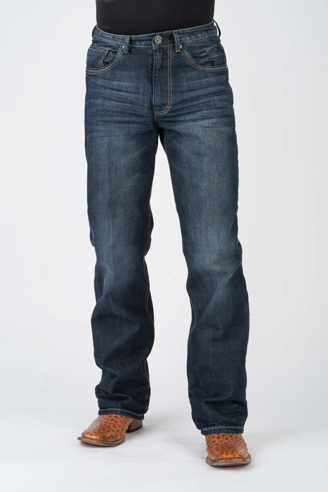 Stetson Mens Blue 100% Cotton Modern Pieced Back Jeans