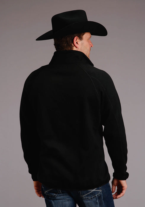 Stetson Mens Black Polyester Bonded 1/4 Zip Sweater