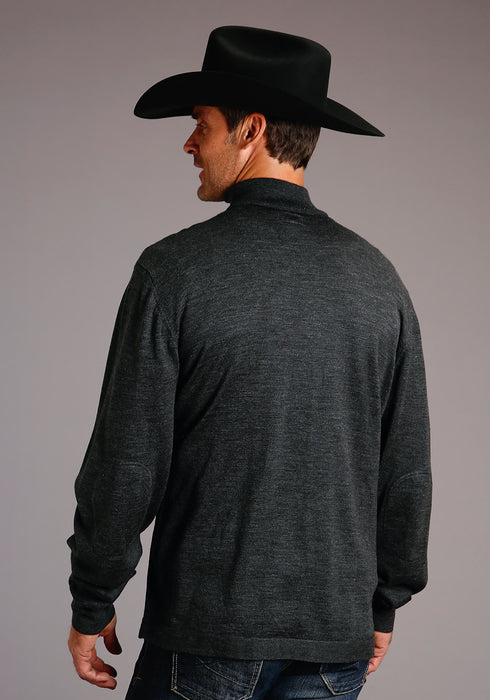 Stetson Mens Heathered Grey Wool Blend Zip Sweater