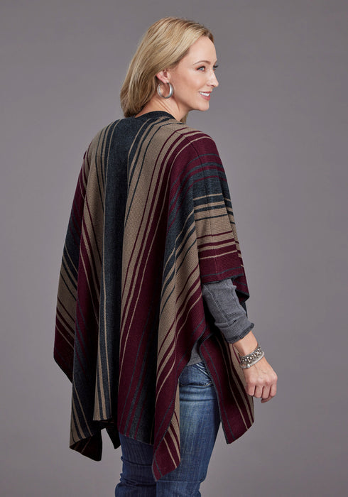 Stetson Womens Ombre Wrap Wine 100% Acrylic Poncho