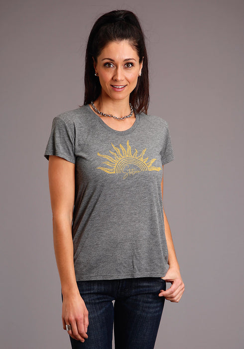 Stetson Womens Grey Poly/Rayon Gold Sun S/S T-Shirt