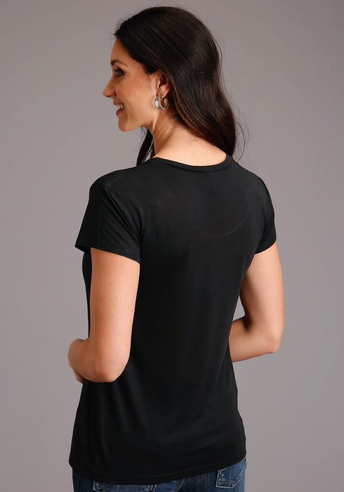 Stetson Womens Black Poly/Rayon Lasso Action S/S T-Shirt