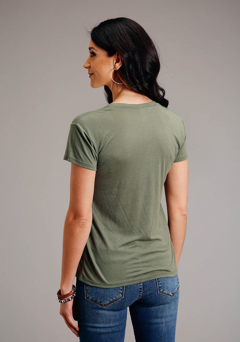 Stetson Womens Army Green Poly/Rayon Eagle Crest S/S T-Shirt