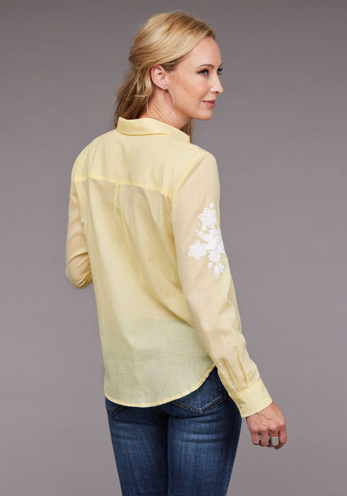 Stetson Womens 2096 Lawn Button Yellow 100% Cotton L/S Blouse