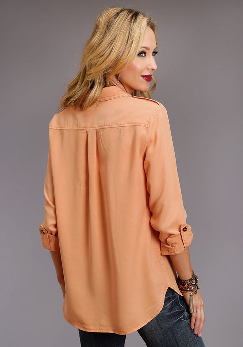 Stetson Womens Orange Peach Denim Jacket-Style BD L/S Shirt