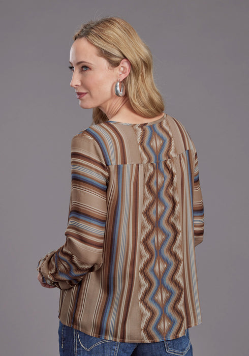 Stetson Womens Serape Herringbone Sand 100% Rayon L/S Tunic