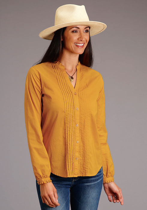 Stetson Womens Yellow 100% Cotton Cotton Lawn L/S Blouse