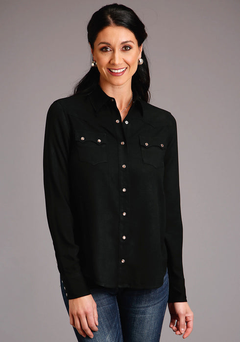 Stetson Womens Black Rayon/Nylon Western Top L/S Blouse