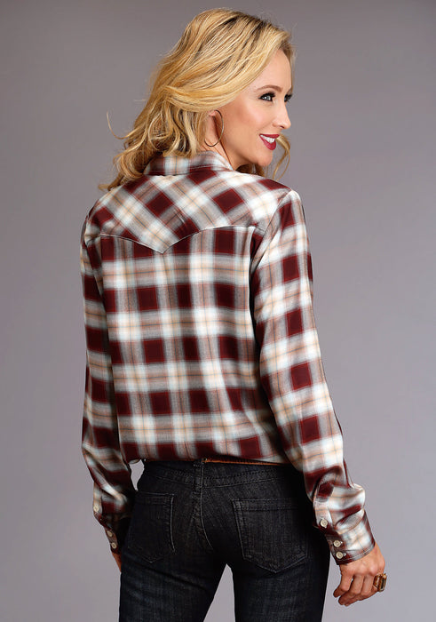 Stetson Womens Brown Rayon/Nylon Harvest Plaid BD L/S Shirt