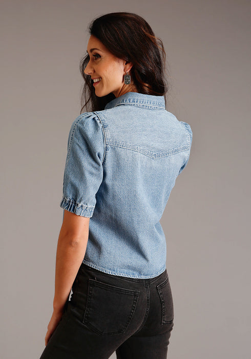 Stetson Womens Denim Crop Blue 100% Cotton S/S Shirt