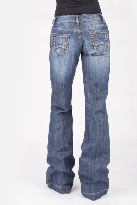 Stetson Womens Blue Cotton Blend Gold Stitch Jeans