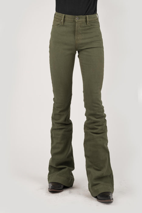 Stetson Womens Olive Green Cotton Blend 921 High Waist Jeans