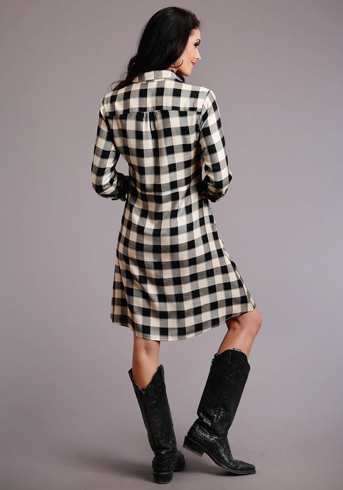 Stetson Womens Black Rayon/Nylon Buffalo Plaid L/S Dress