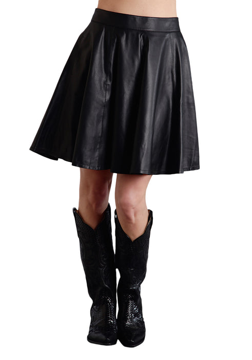 Stetson Ladies Black Leather Circle Pocket Lamb Skirt