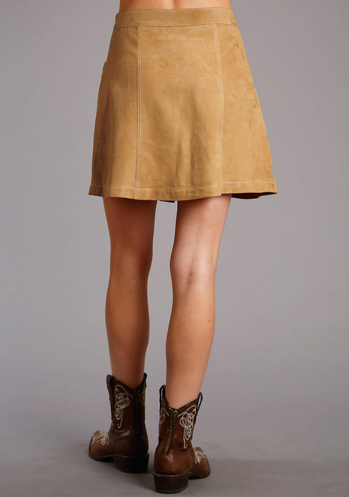 Stetson Womens Saddle Brown Lamb Leather Suede Skirt