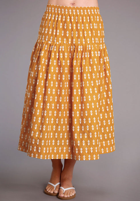 Stetson Womens Yellow 100% Cotton Aztec Schiffli Skirt