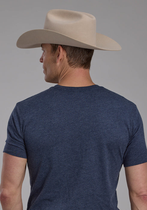 Stetson Unisex Bucking Bronc Heather Navy Cotton Blend S/S T-Shirt