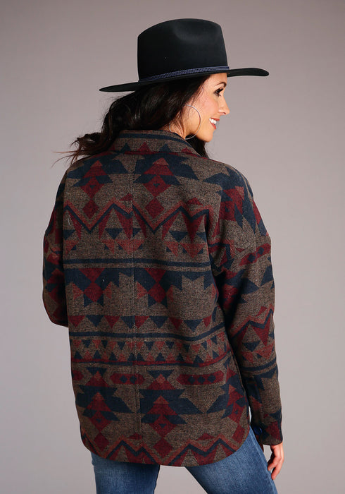 Stetson Womens Navy Multi Wool Blend Aztec Button Jacket