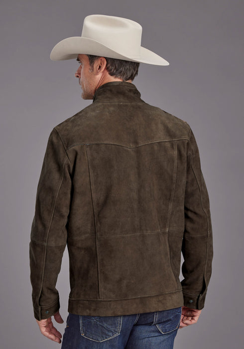 Stetson Mens Heavy Zip Brown Suede Leather Jacket