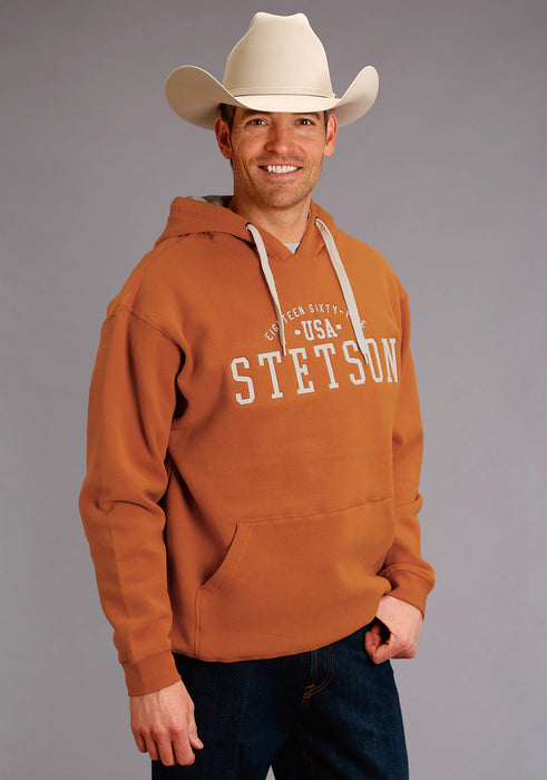 Stetson Mens Orange 100% Cotton Applique Usa Hoodie