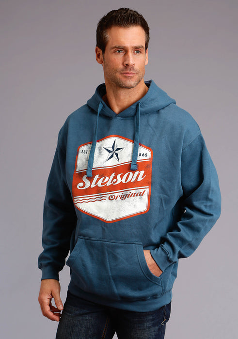 Stetson Mens Blue Cotton Blend Original Star Hoodie