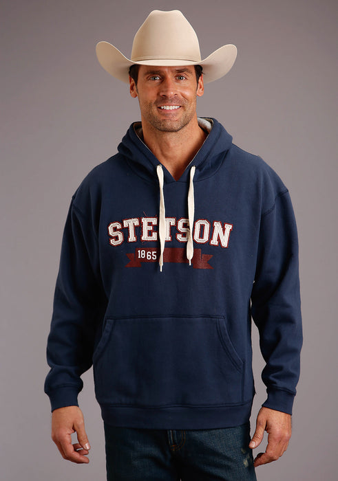 Stetson Mens Navy Blue Cotton Blend 1865 Ribbon Hoodie