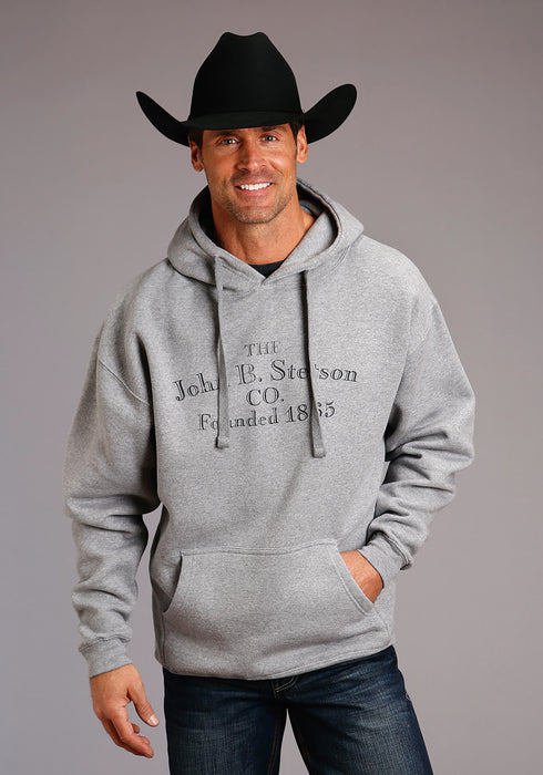 Stetson Mens Grey Cotton Blend John B Screenprint Hoodie