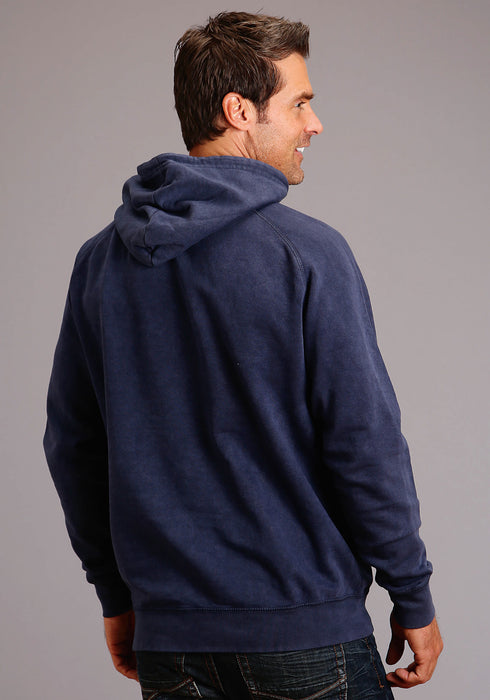 Stetson Mens Navy Cotton Blend Vintage Wash Shield Logo Hoodie