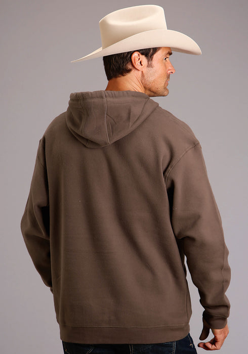 Stetson Mens Brown Cotton Blend Fleece Knit Buffalo Hoodie