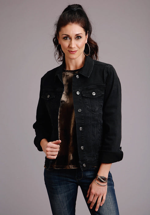 Stetson Womens Black Cotton Blend Denim Stretch Jacket