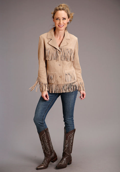 Stetson Womens Tan Leather Iconic Fringe Jacket