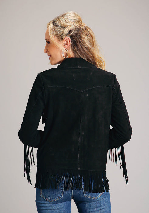 Stetson Womens Black Leather Lamb Fringe Jacket