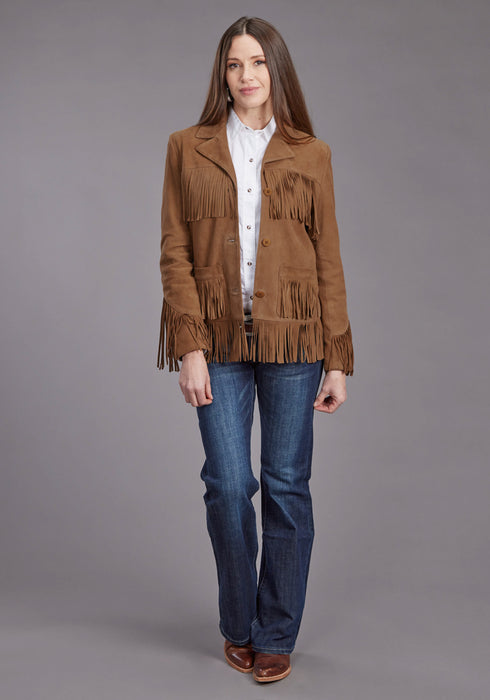 Stetson Womens Fringe Ginger Suede Leather Jacket