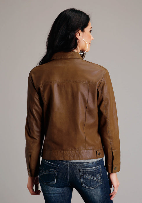 Stetson Womens Smooth Jean Brown Leather Leather Jacket