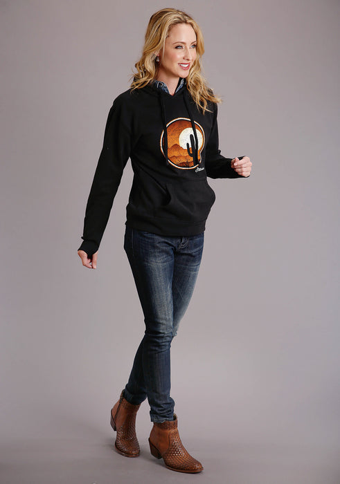 Stetson Womens Black Cotton Blend Sunset & Cactus Hoodie