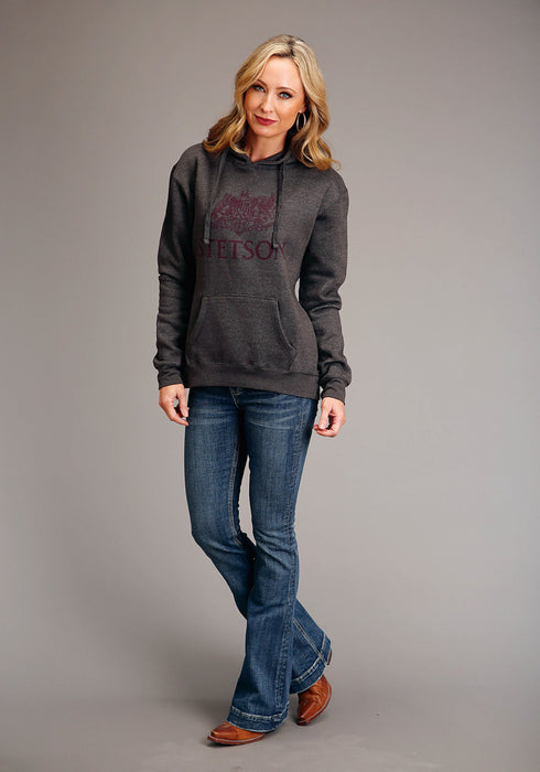 Stetson Womens Graphite Grey Cotton Blend Crest Logo Hoodie