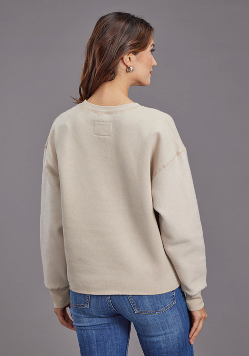 Stetson Womens Midi Length Beige Cotton Blend Pullover Sweater