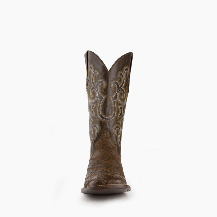 Ferrini Mens Pinto Kango/Chocolate Ostrich Skin Cowboy Boots