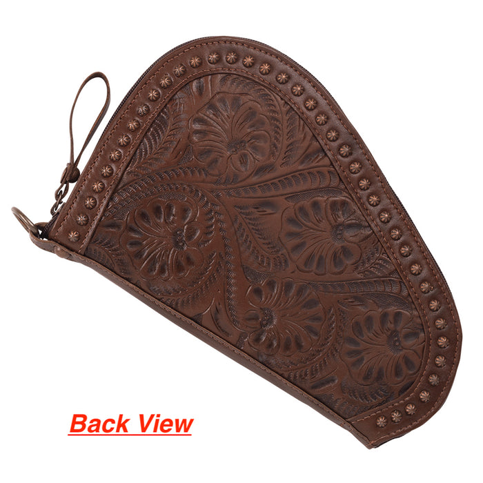 American West Womens Padded Dark Brown Leather Pistol Case