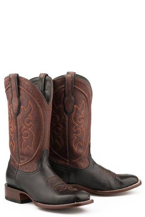 Stetson Mens Black/Wine Goat Leather Bridger Cowboy Boots