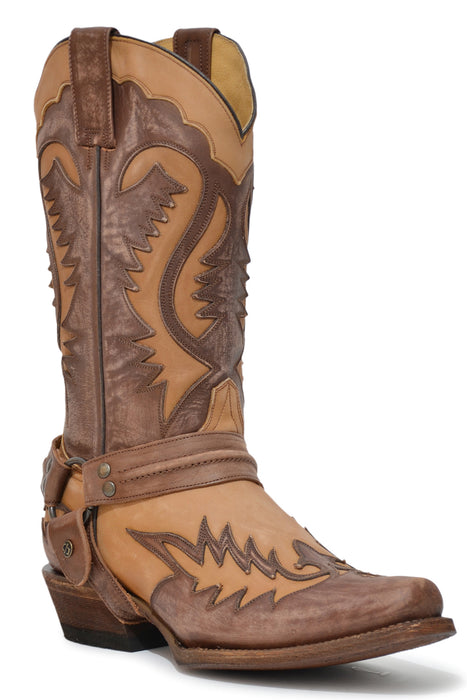 Stetson Mens Outlaw Brown Leather Cowboy Boots