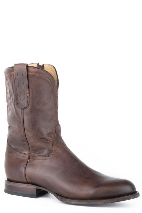 Stetson Mens Brown Leather Rancher Zip Cowboy Boots