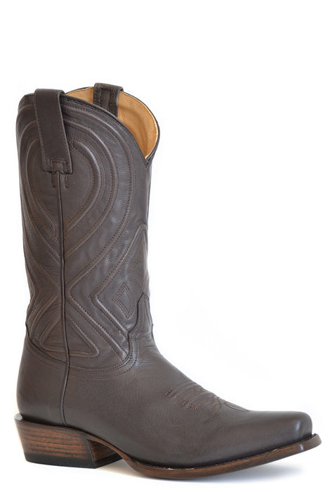 Stetson Mens Mossman Dark Brown Goat Leather Cowboy Boots