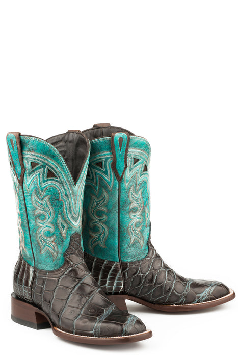 Stetson Womens Brown/Turquoise Alligator Madrid Cowboy Boots