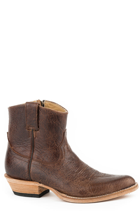 Stetson Womens Brown Leather Toni 6In Bison Ankle Boots